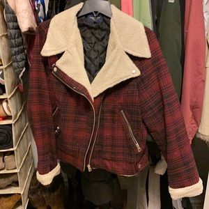 American eagle plaid moto jacket